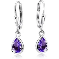 Materia Paar Ohrhänger Damen Amethyst Lila Edelstein SO-448, 925 Sterling Silber, rhodiniert
