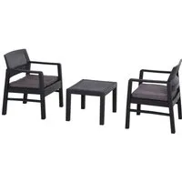 Progarden Balkonset Kraka, (Set, 3-tlg), anthrazit, inkl. Kissen, Outdoor Kunststoff-Lounge-Set
