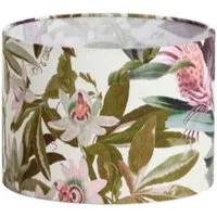 Dirk Davids Leuchten GmbH Lampenschirm Lampenschirm Zylinder in Velours Passionsblumen Weiß 40-40-30cm, Zeitlose Eleganz