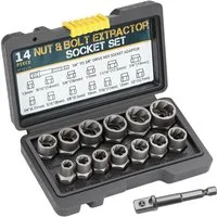AURIVION Steckschlüssel Schrauben- & Radmuttern Auszieher mit Gegengewinde (Set, 14 St., Steckschlüssel Muttern Entferner Set 14-teilig), Werkzeugsatz zum Lösen beschädigter Schrauben & Muttern