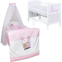 Baby-Delux Komplettbett Babybett Natalie Princess Komplettset, 10-tlg., Kinderbett 70x140 cm weiß, Bettset verschiedene Designs