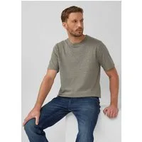 s.Oliver Kurzarmshirt T-Shirt Meliertes Ringel-Shirt mit Crew Neck