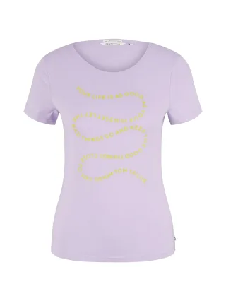 Denim Tom Tailor - T-Shirt mit Textprint lilac vibe - Gr. - L