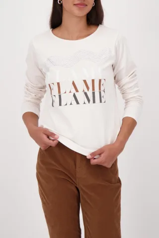 monari - Langarmshirt mit Schriftzug almond - Gr. - 46