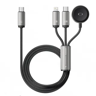 Toocki TQ-X69C2 100W 3-in-1 Cable USB-C to USB-C/iP/Wireless Watch Charger Fast Charging Data Transmission Copper Core L