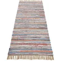 carpetfine Teppich Kelim Chindi, Wendeteppich, rechteckig, Höhe: 6 mm, handgewebt, Fleckerlteppich mit Fransen, auch vielen in Läufergrößen