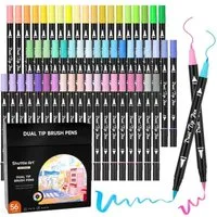 LuxusKollektion Pinselstift 56 Brush Pen Set Pastell Filzstifte Kinder Doppelspitze Pinselstifte