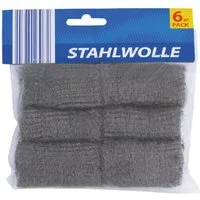 Reinigungsschwamm Stahlwolle Reinigungspads Scheuerschwamm, 6 Stück Grau, Scheuerwolle Reinigungswolle Polierwolle Schleifwolle Putzwolle