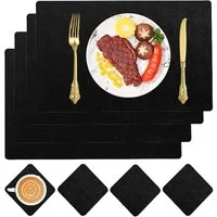 TUWENA Platzset 4er Set Hitzebeständig Wasserdicht Platzdeckchen mit Tischuntersetzer