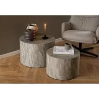 ACTONA GROUP Couchtisch Dice 2er Set - Steinoptik, modern & stilvoll, skandinavisches Design (Couchtisch, Beistelltisch), rund, 2er-Set, Steinoptik, in weiteren Variationen, T: 58/50 cm