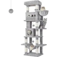 Athlix Katzenhaus Katzen Kratzbaum 170cm Katzenturm für Hauskatzen Katzenhaus mehrstufig, 6 Ebenen, 8 Sisal-Kratzstämme, bis 6 Katzen
