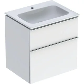 Geberit iCon Waschtisch mit Unterschrank 60 cm 502331012 Waschtisch-Set 60x63x48cm, weiß/KeraTect, Korpus weiß Hochglanz, Griff chrom glänzend