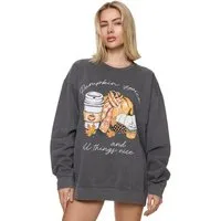 Worldclassca Sweatshirt Worldclassca Oversized Sweatshirt PUMPKIN Print Langarm Pullover Pulli PRINT PUMPKIN SPICE AND ALL THINGS NICE