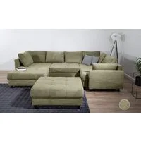 COLLECTION AB Wohnlandschaft Toni U-Form, B: 298 cm, Set: Sofa & Hocker, 2 Zierkissen, Federkern