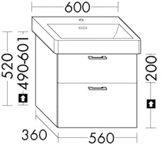 Burgbad WTU.-Schr. Sys30 PG3 Diago 520x560x360 Dunkelgrau Solid Matt, WYKQ056F3357 WYKQ056F3357