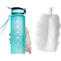 Botells Trinkflasche Sport Trinkflasche, Motivation, Wasserflasche + Strohhalm & Shakerball, Trinke während deiner Aktivität, leicht, auslaufsicher, motivierend