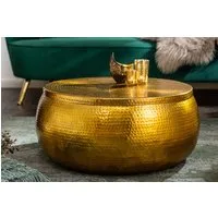 riess-ambiente Couchtisch ORIENT STORAGE Ø70cm gold (Einzelartikel, 1-St), Wohnzimmer · Metall · rund · mit Stauraum · Hammerschlag · handmade