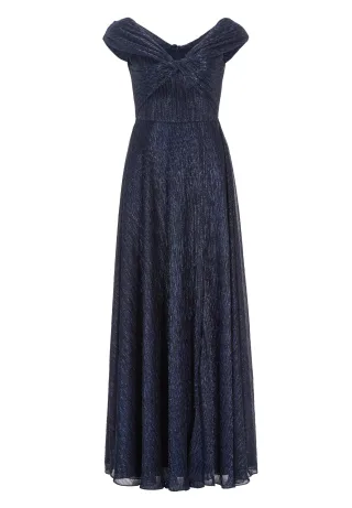 SWING - Abendkleid mit Carmen Ausschnitt aus Jersey Plissee navy - Gr. - 46