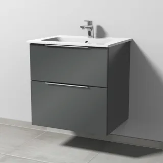 Sanipa 3way Waschtischunterbau zu Duravit ME by Starck Waschtisch mit 2 Auszügen, Anthrazit-Glanz UF72479