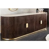 riess-ambiente Sideboard GATSBY 140cm braun/gold - Mangoholz, Massiv, weißer Marmor, Stauraum (Einzelartikel, 1 St), Eleganter Vintage-Schrank - ideal für Flaschen, Getränke und Geschirr