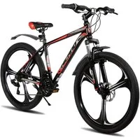 HILAND Mountainbike 26" Aluminium MTB Shimano 18-Gang, 3D/6D Felgen wählbar, 3/6-Speichen-Räder, 18-Gang, mit Schutzblechen, Doppelscheibenbremsen