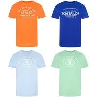 TOM TAILOR T-Shirt Herren Printshirt Regular Fit (Vorteilspack, 4-tlg) Kurzarm Tee Shirt mit Rundhalsausschnitt aus 100% Baumwolle