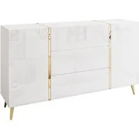ALLHOUSE24 Kommode DIAMANT 158 cm Breite Hochglanz GOLD Sideboard Möbel BERLIN