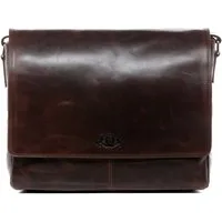 SID & VAIN Messenger Bag SPENCER XL groß Laptop-Tasche 15 Zoll echt Leder, Umhaengetasche Laptop Fach Herren Damen Schultertasche braun