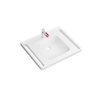 Hewi Mineralguß-Waschtischset 950.19.06818 65x55cm, weiß, mit Waschtischarmatur, senfgelb
