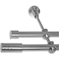 BASIT Gardinenstange Edelstahloptik 19mm mit Wandträgern 120 cm E60, Ø 19 mm, 2-läufig, verschraubt, Metall, H28 120 cm E60 Zylinder
