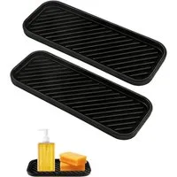 FOUORTUNATE-BEE Tablett 2er Set Silikon Spülbecken Organizer für Schwamm & Seife, (2-tlg), Silikon Abtropfhalter für Spüle, passend für Bürsten & Spülmittel