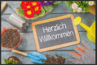 Fussmatte Herzlich Willkommen Garten 10079 | Größe: 60 cm x 45 cm