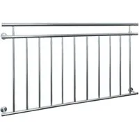 ECD Germany Brüstungsgeländer Französischer Balkon aus Edelstahl Balkongeländer Balkongitter, 156 cm Länge, 90 cm Höhe, Fenstergitter mit 11 Füllstäben Stabgeländer Geländer glänzend