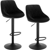 Woltu Barhocker (2 St), gut gepolstert, Samt, Höhenverstellbar, Drehbar
