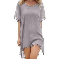 Zaewry Strandkleid Eleganter Strand-Überwurf, Damen Bikini-Überwurf mit Quasten Damen Strand,Strandbekleidung,für Urlaub, Strand) Pool, Party