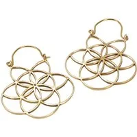 Guru-Shop Paar Ohrhänger Tribalohrringe aus Messing, Flower of Life..