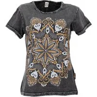 Guru-Shop T-Shirt Boho T-Shirt mit Mandaladruck, Stonewashed.. Festival, Ethno Style, alternative Bekleidung