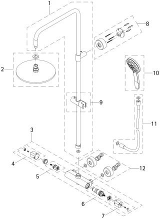 HSK Ersatzteile Rohr Verteiler/ Kopfbrause (Chrom), E98595-11-41 E98595-11-41