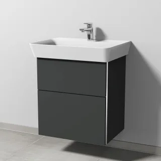 Sanipa 3way Waschtischunterbau zu Ideal Standard Connect Air Cube Waschtisch mit 2 Auszügen, Graphit BP6481B
