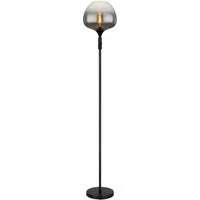 GLOBO LIGHTING Stehlampe MAXY, ohne Leuchtmittel, Stehleuchte schwarz matt, Rauchglas, Textilkabel, E27
