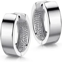 Materia Paar Creolen Damen Silber breit Ø18mm SO-376, 925 Sterling Silber, rhodiniert