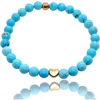 Steinfixx® Perlenarmband Türkis Edelsteinarmband mit 333 vergoldeten Elementen (4 oder 6 mm Perlen, 1-tlg., AAA-Qualität), incl. Geschenkbox