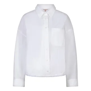 Esqualo - Cropped Bluse aus Baumwoll-Popeline mit elastischem Saum weiß - Gr. - L