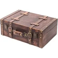 HMF Aufbewahrungsbox Handgefertigter Vintage Koffer aus Holz, Deko Koffer, Geschenkkoffer im Klassik Design, 38 x 26 x 13 cm