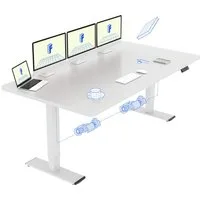 FLEXISPOT Schreibtisch Sitz-Steh-Tisch mit Memory-Funktionen (110X54/140X70/ 160X70/ 180X80/ 200X80 CM), Dual-Motor, 4 Speicherplätze, Anti-Kollisionssystem