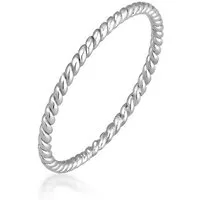 Elli Premium Fingerring Twisted Gedreht Basic 585 Weißgold