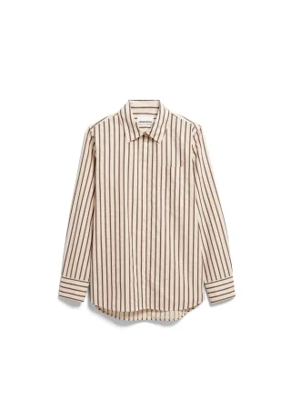 Armedangels - STRIPE LOOSE SHIRT BLOUSE oatmilk-claystone - Gr. - L