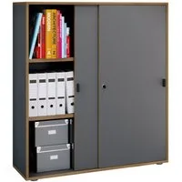 VCM Aktenschrank Büroschrank Salia mit Schiebtüren H. 110 x B. 100 mit 3 Fächern, Büromöbel
