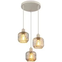 GLOBO LIGHTING Hängeleuchte ANTONIO, Leuchtmittel wechselbar, Beige Hängeleuchte mit Rauchglas und verchromten Akzenten
