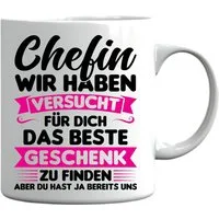 Printmacher Tasse Chefin Tasse wir haben versucht Geschenk, Chefin Abschied Geschenk